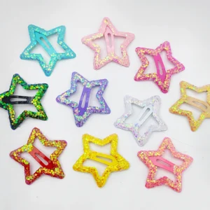 Add a sparkling touch to your hairstyle with our Glitter Star Hair Clips, designed for babies, toddler