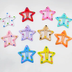 Brighten up your little one’s hairstyle with our 10-Piece Colorful Holo Star & Polka Dot Hair Clip