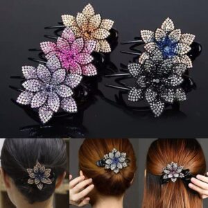 Rhinestone Hair Claw Clips| Floral Hair Backpins 1pcs
