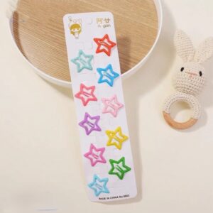 Star Hair Clips for Kids & Girls, Mini Tic Tac Metal Star Shape Hair Clips 10pcs(Card)