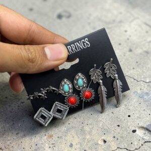 Unique Style Rhodium Plated Crystals Oxidised Silver stud earrings
