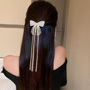 Korean Pearl Tassel Metal Clutcher Bow Design Hair Accessories Hair Claw