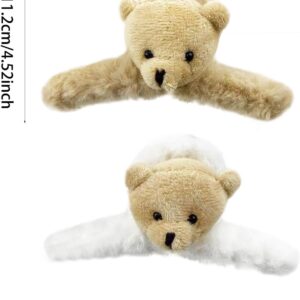 Large Fluffy Plush Bear Hair Claw Clips Thick Long Hair
