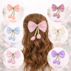 Tulip Bow Clips | Pastel Colors | Hair Clips Pins For Women & Girls